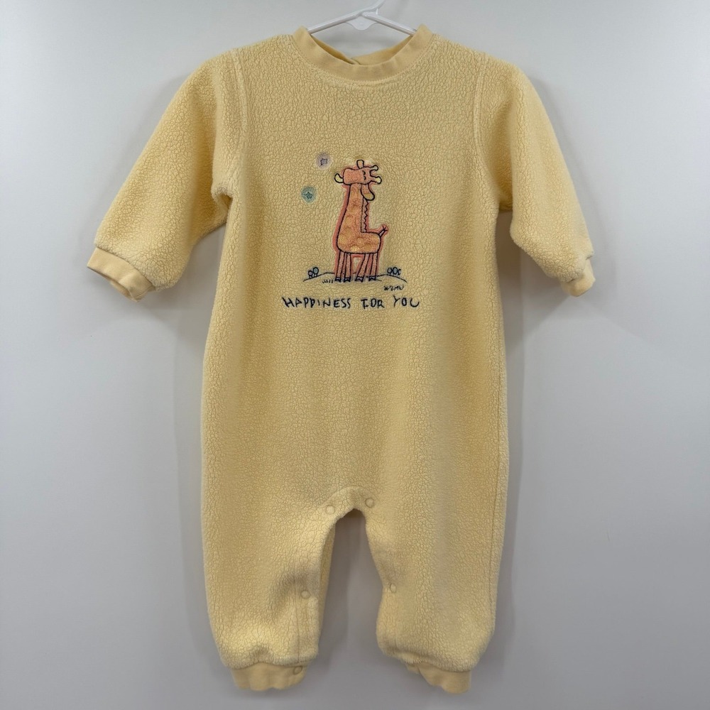 Baby vintage carters yellow‎ fleece one piece happiness for you giraffe size 6-9
